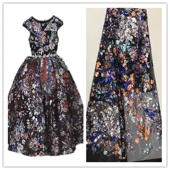 

fashionable tulle embroidery french net lace fabric Cyndi-8.5107 with beads for party dress