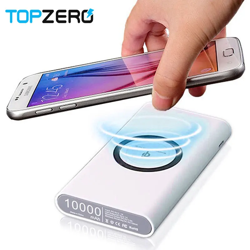 

TOPZERO 10000mah Power Bank Wireless Charger For iPhone X 8 Plus Qi Wireless Charger For Samsung S6 7 8 Note 8 Xiaomi Powerbank