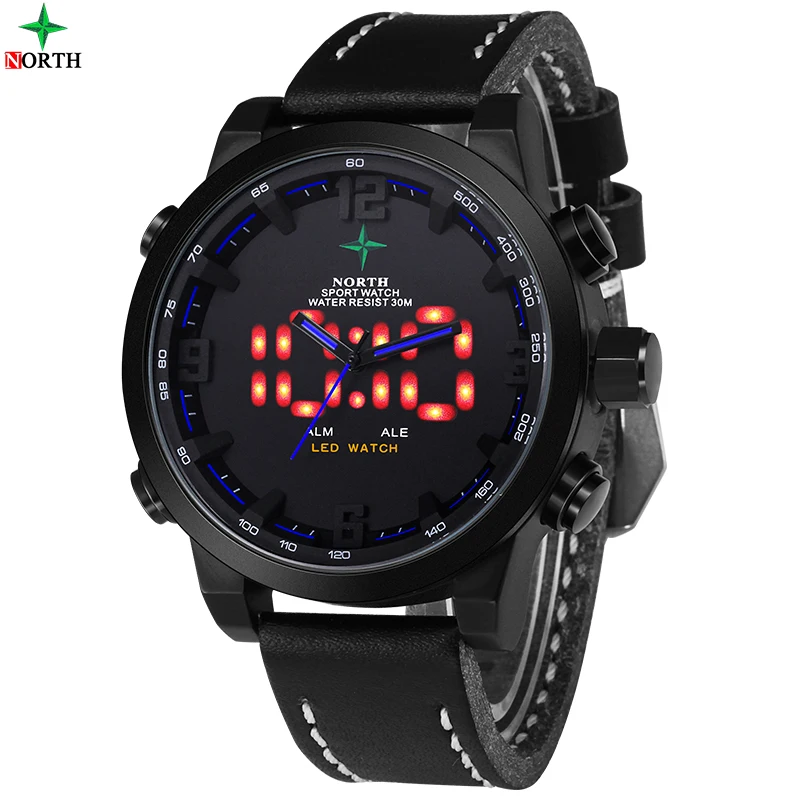 ФОТО 2017 Luxury Brand Men Sports Watch Quartz Casual Watch Men Army Military Wristwatch Waterproof Leather Clock Sport Digital Watch