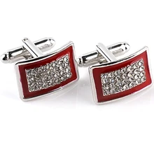 Black Red Silver French Cufflinks Fashion Enamel Cuff Links Fashion Enamel Rhinestone Crystal Men Shirt Cufflinks Wedding Gift yoursfs beijing opera cufflinks blue mask drama enamel designer cufflinks for men holloween