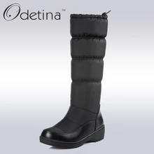 Odetina/Водонепроницаемые зимние сапоги; женские сапоги до колена; коллекция года; зимние сапоги ручной работы на Плоском Каблуке; модная женская брендовая обувь; большие размеры