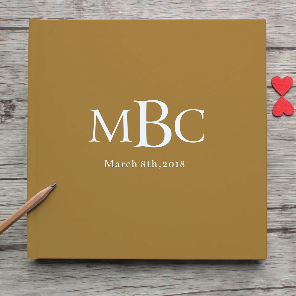 Personalized Initials Wedding Guest Book Alternative-Custom Mongram White Photo Album Guestbook For Couple | Дом и сад