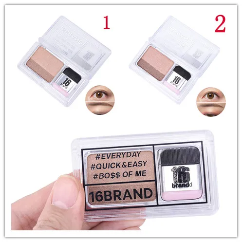 Coloured Gradation Eyeshadow Fashion 3 Seconds Women Makeup Matte Shimmer Double Layer Eye Shadow with Cosmetic Brush