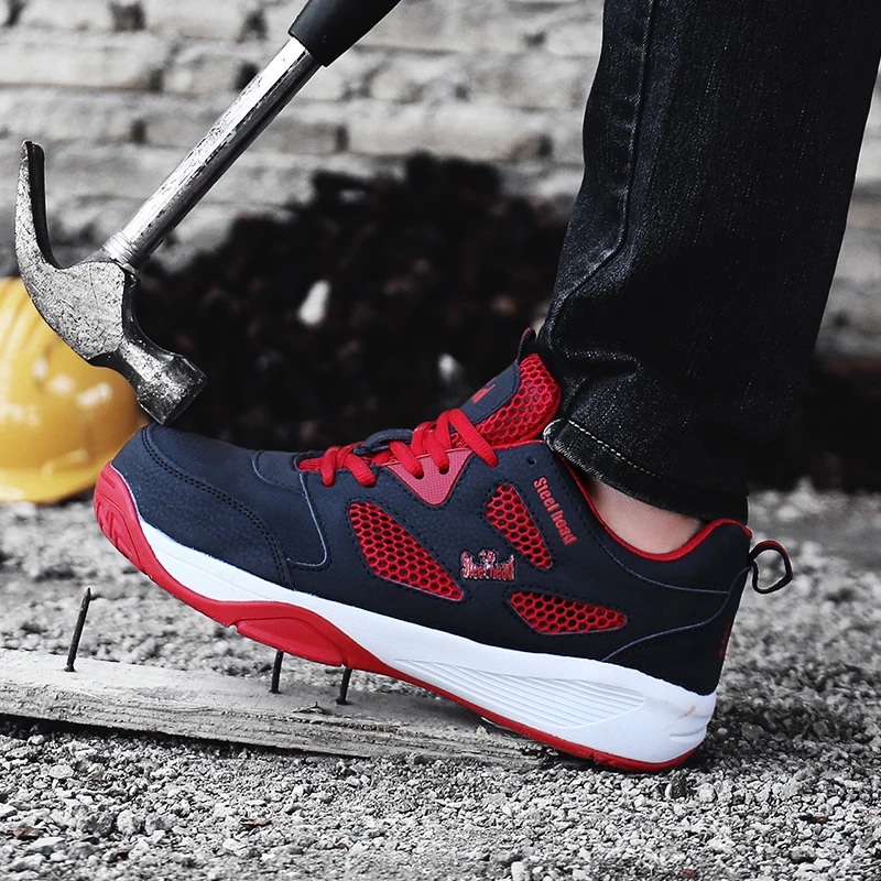 

Men Hiking Shoes Breathable Safety Shoes men's Steel Head Shoes Anti-smashing Piercing work Sandals Air mesh Hunting Sneakers