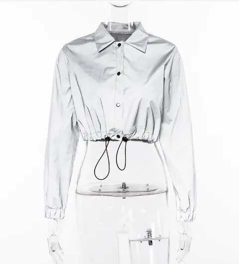 

New women's reflective color suit collar single-breasted short casual jacket