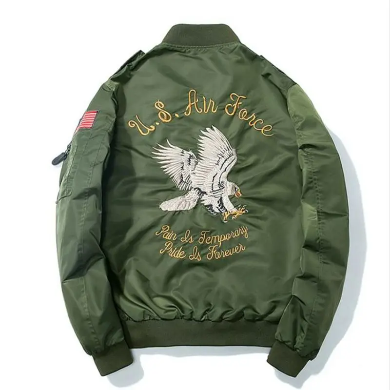 Brieuces Men Militar Ma1 Bomber Jacket Pilot Eagle