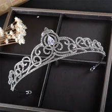 Snuoy Women Head Jewelry Quinceanera Rhinestone Tiara Crown Wedding Bride Hair Accessories Para Mulheres Silver Jewelry HG821