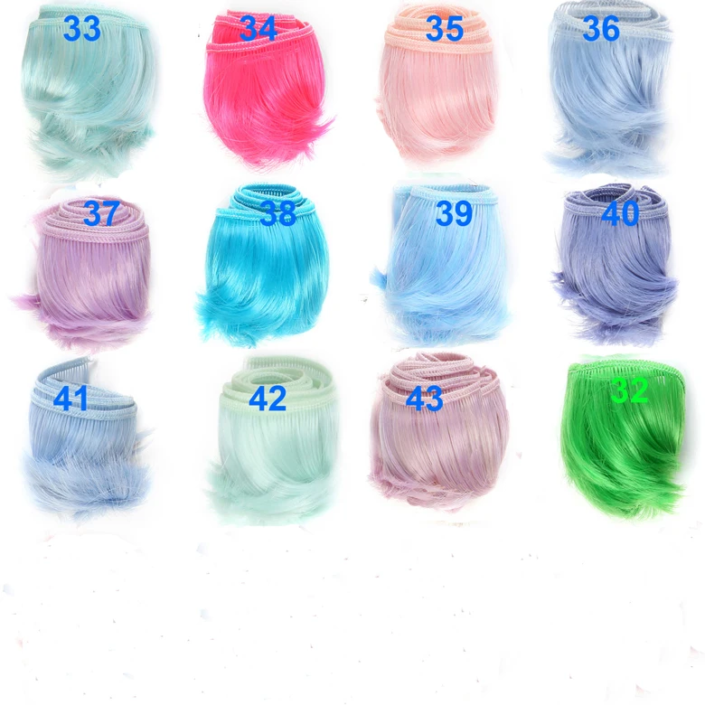

1 piece pink green blue 5cm doll short hair for 1/3 1/4 1/6 BJD doll,diy bangs hair for doll