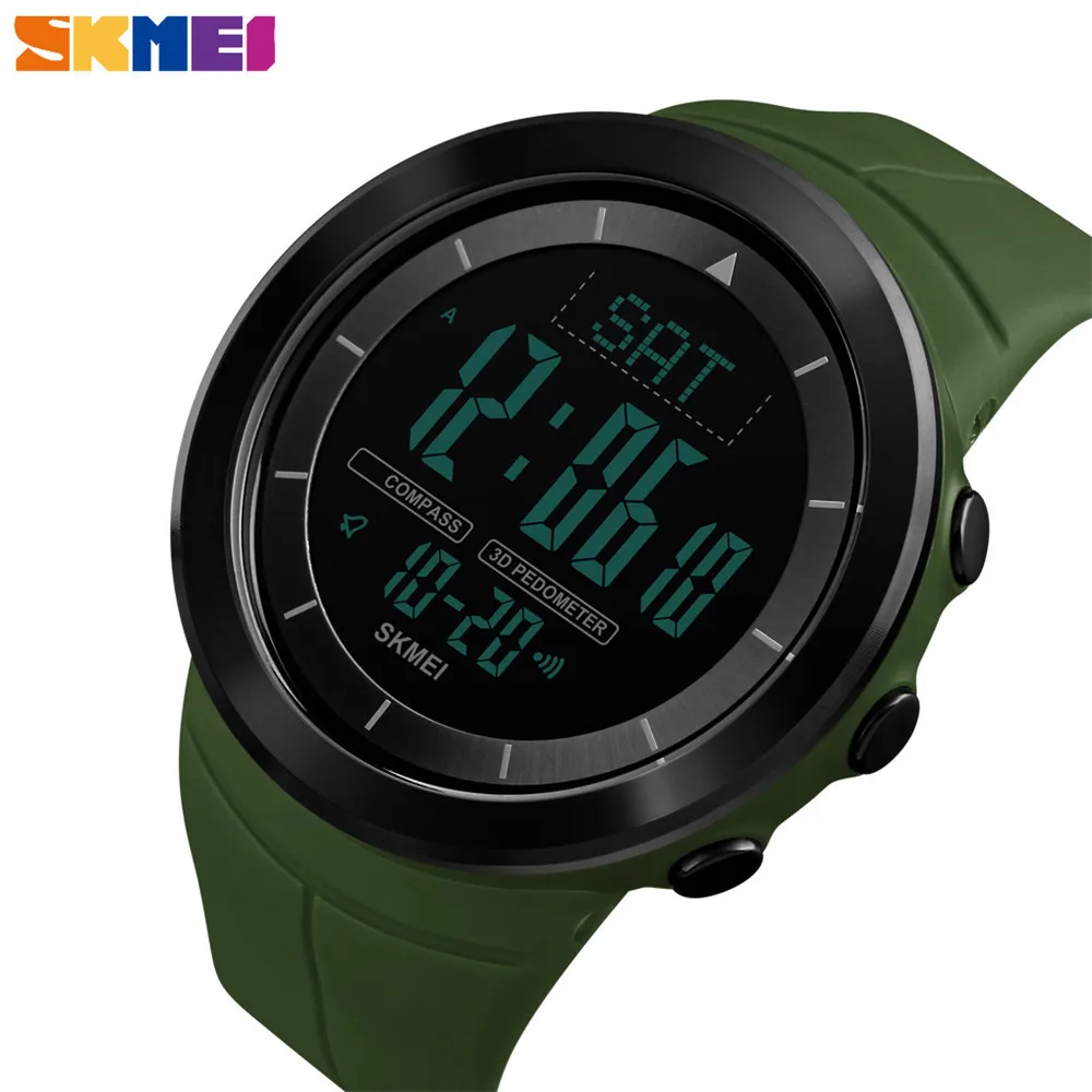 

SKMEI Men's Watches Outdoor Digital Sport Watch Clock Calorie Pedometer Compass Waterproof Men Wristwatch reloj hombre 1403