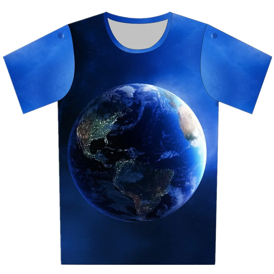 2018 летние дети творческий 3D футболка принт В виде ракушки шоколада Galaxy Дом Воздушный шар Лестницы крутая футболка для мальчиков и девочек