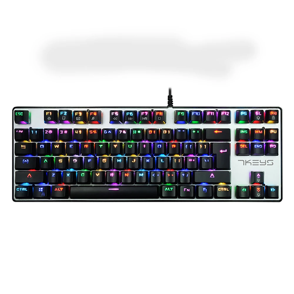 Mechanical Keyboard 87 keys Blue Switch Gaming Keyboards For Tablet Desktop Metal Wired LED Backlit RGB