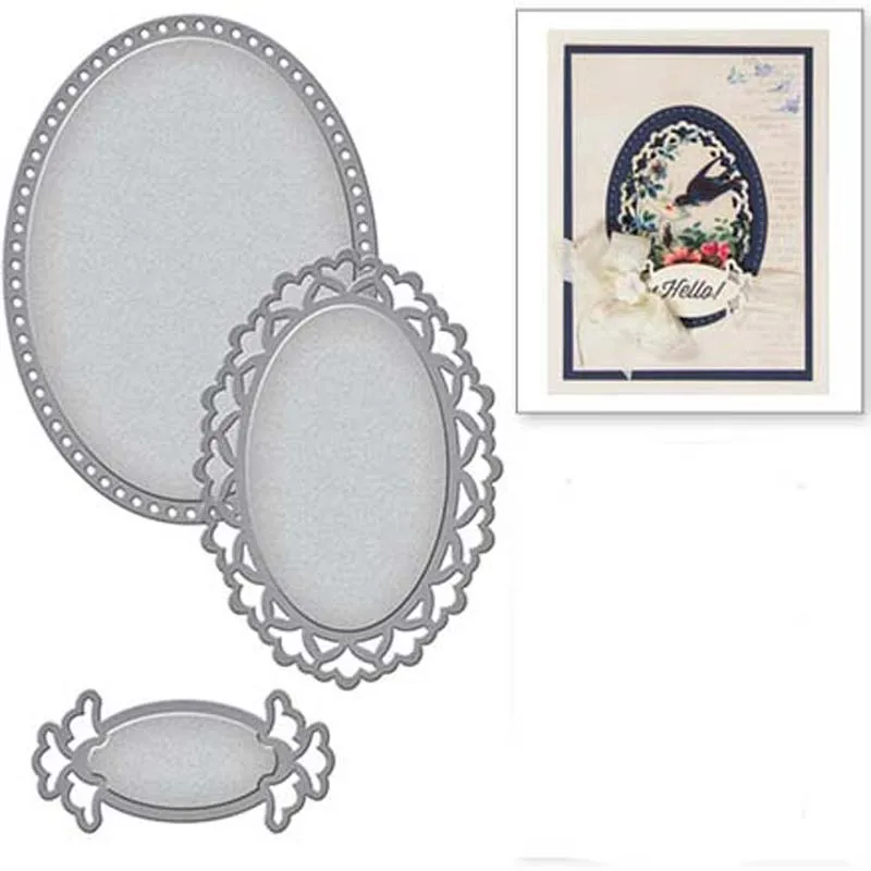 

Estel Craft Embossing Die Oval Frame Stitched Metal Steel Cutting Dies for Scrapbooking Card Making New Arrival Cut Stencil