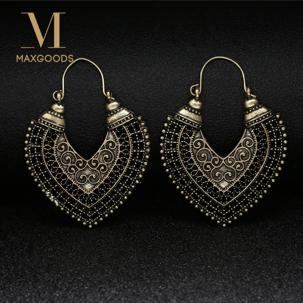 

1 Pair Heart Shaped Hollow Carved Pierced Drop Earring New Women's Fashion Jewelry Vintage Dangle Earring Nice Best Gift