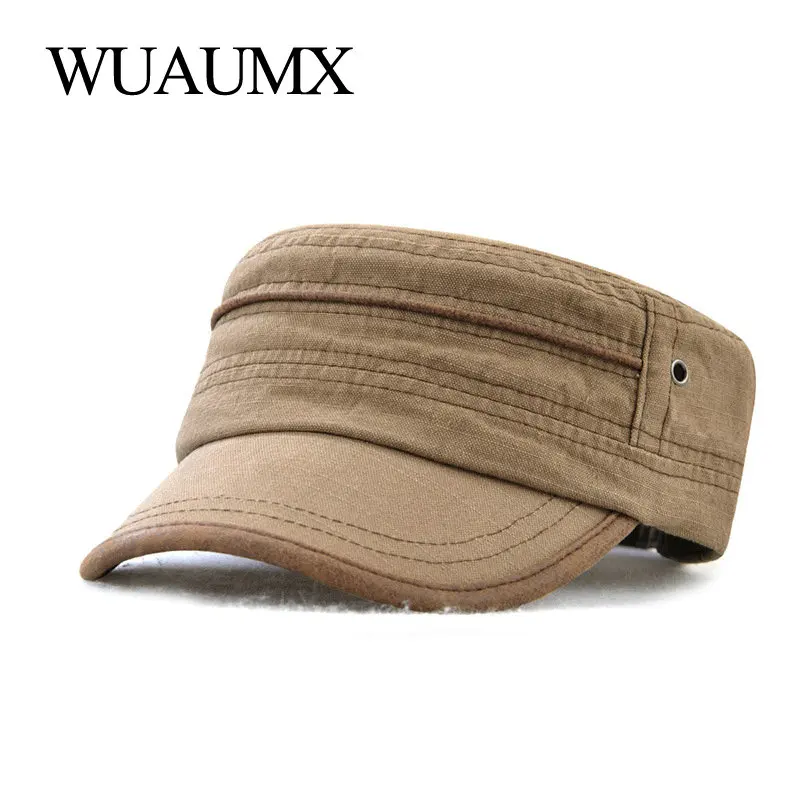 Wuaumx мужская повседневная шляпка в стиле милитари из 100% хлопка летняя плоская