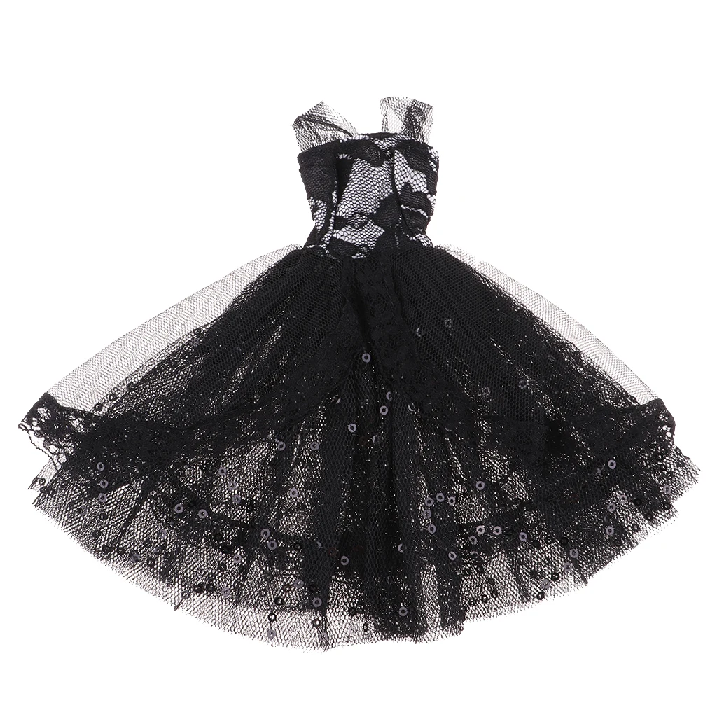 Stylish 1/6 BJD Fashion Doll Dress Form Wedding Dress Evening Gown Pettiskirt Garment For 12inch Doll Party Dancing Outfit Black