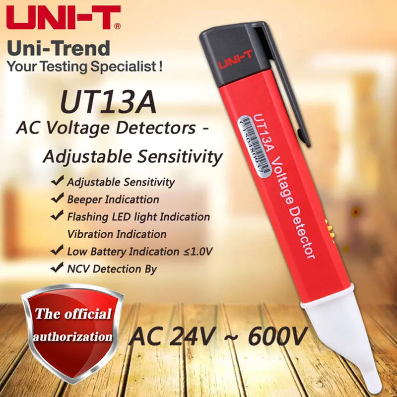 

Voltmeter UNI-T UT13A AC Voltage Meters 24V~600V 50/60Hz Volt Tester Pen Adjustable Sensitivity Test Pen digital voltage meter
