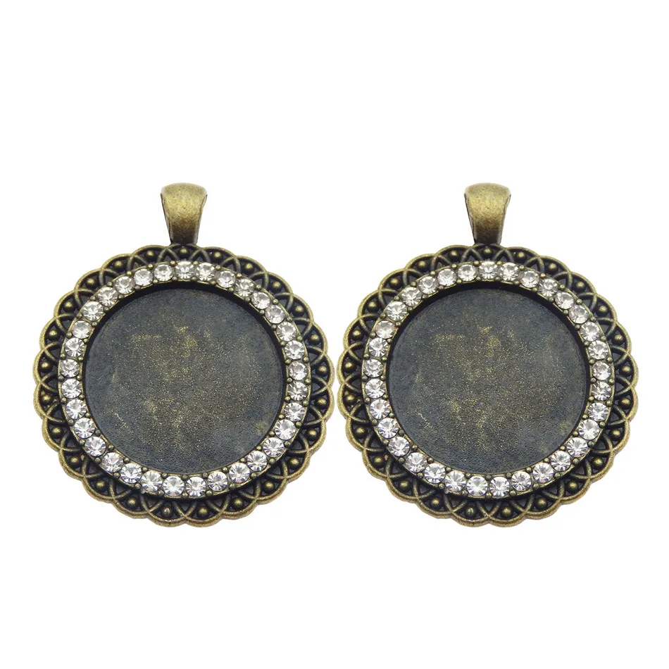 12 Pcs Rhinestone Bezel Pendant Trays Cabochon Pendant Setting