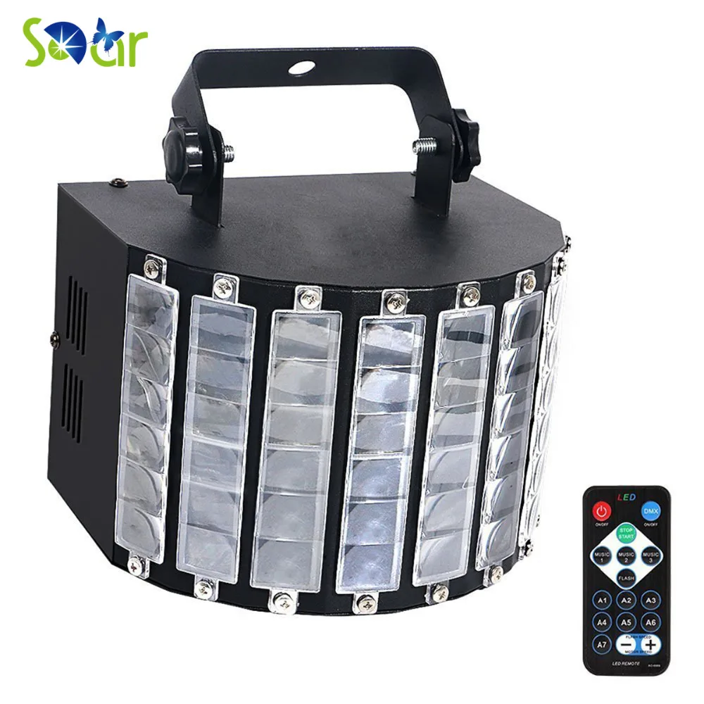 

DJ Lights 27-watts 9 MultiColors LED Wide Beam by IR Remote and DMX Control for Party Stage Lighting Metal Casing