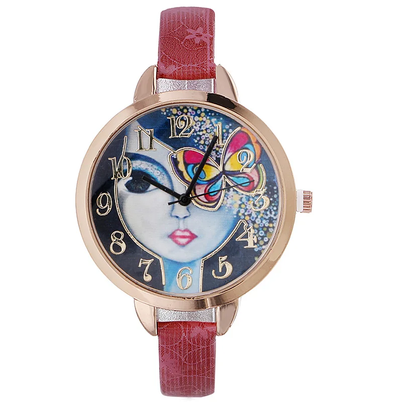 

2018 Brand Female Clock Multi Color Women Watches Fine Belt Butterfly Beautiful Girl Pattern Watch Women Quartz Wrist Watches