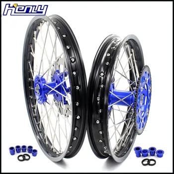 

21/18 Motorcycle Rim Complete Spoked Enduro Motorbike Wheels Set For YAMAHA YZ250F YZ450F 2015-2018 Sprocket Front Brake Disc