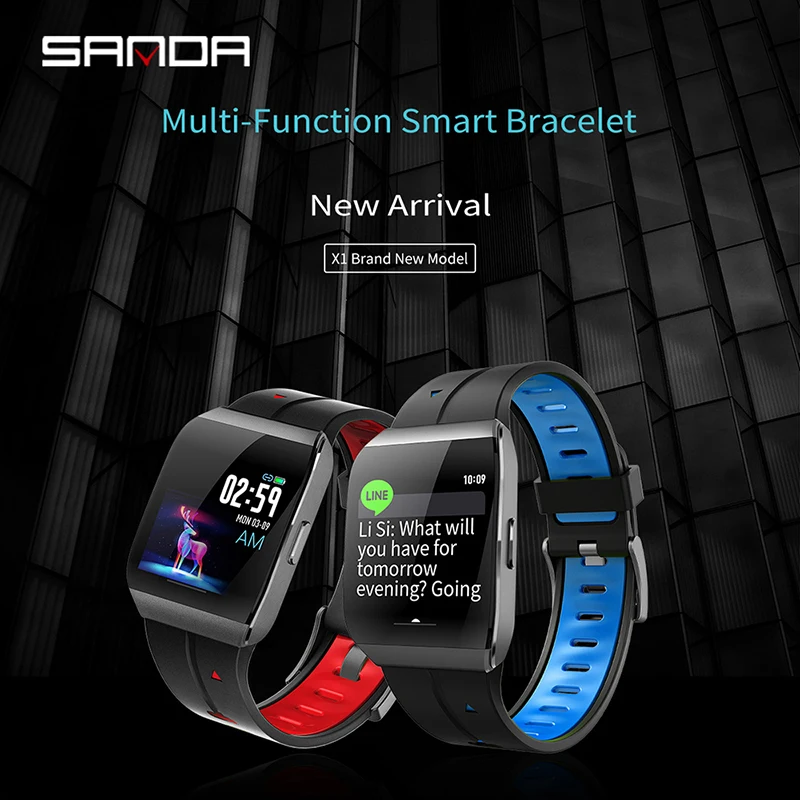Kopen SANDA X1 HD Grote Display Oudere Mannen Leven Assistent Nieuwe Smart Digitale Horloge Vrouwelijke Herinnering Hartslag Horloges Stap Horloge