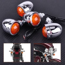CITALL Motorcycle 4x Silver Chrome Plate Bullet Turn Signal Light Indicator font b Lamp b font