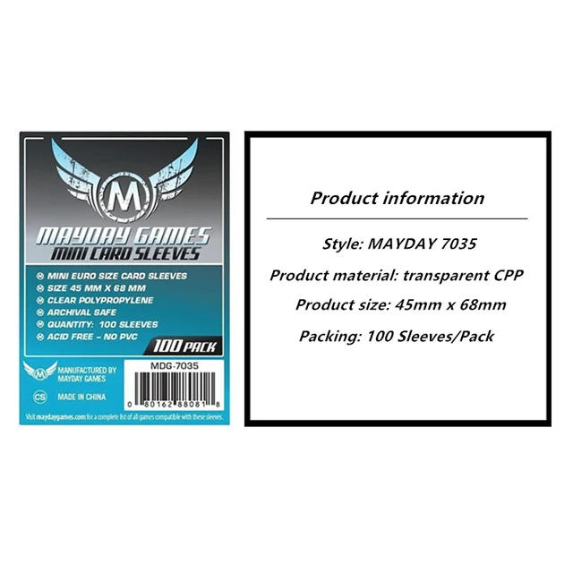 100 Sleeves Board Games MAYDAY Card Game Sleeve Protector protective clear cards sleeves 7035 x 100