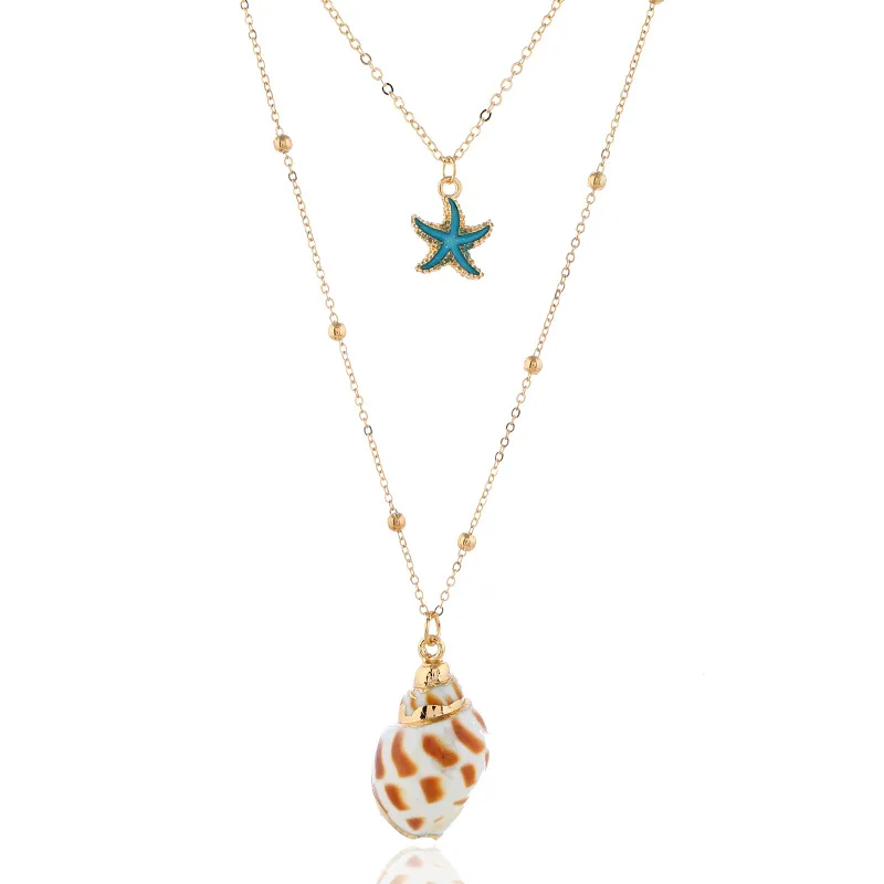 

Yobest Bohemia Multilayer Shell Choker Necklace Statement Alloy Shell Natural Seashell Pendant Necklace for Women