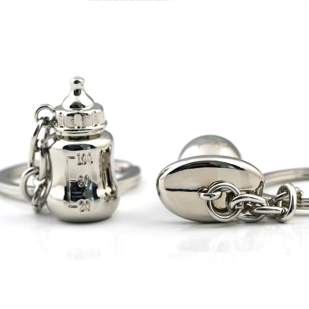 

Baby Bottle Pacifier Couple Keychain Creative Fashion Funny Polished Chrome Key Chain Ring Keyring Keyfob Keyrings Accessories