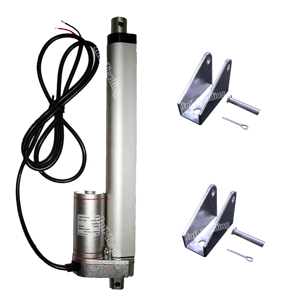 

Heavy Duty 8" Linear Actuator with Mounting Brackets 8Inch Stroke 1000N/ 220 Pound Max Lift 12Volt DC Motor Motion 14mm/s Speed