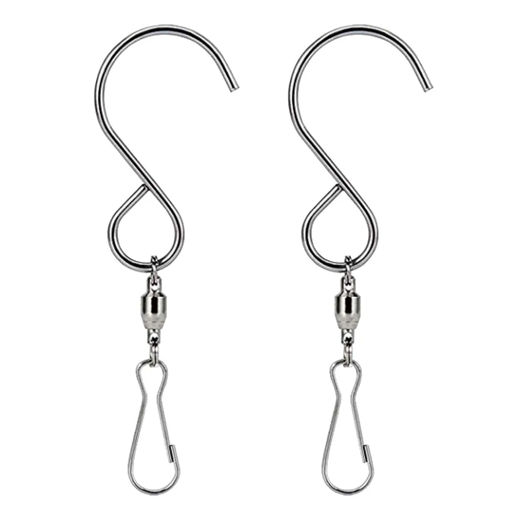 

2Pcs Spinning Swivel Clips Hanging S Hooks Wind Spinner Rotate Spiral Hangers