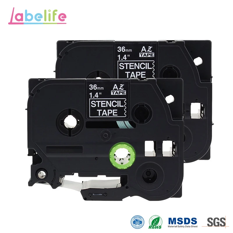 

Labelife 2 Pack STe-161 36mmX3m P-Touch Stamp Stencil Tape ST161 STe161 Black For Brother P-touch Printers