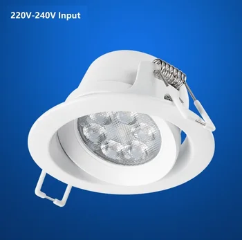

220V LED Recessed Spotlight / Swivel Trim 84mm / 7W 6 LED Beads / 2,700k Yellow Light / 550 lumens / Cut Size 70mm