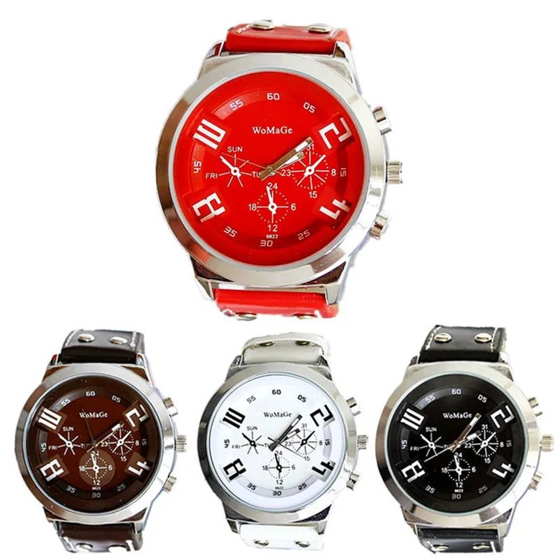 

men Ladies Unisex Leather Strap Analog Quartz Vogue Wrist Watch Women Men Watches Clock Casaul Simple Round Case wristwatches