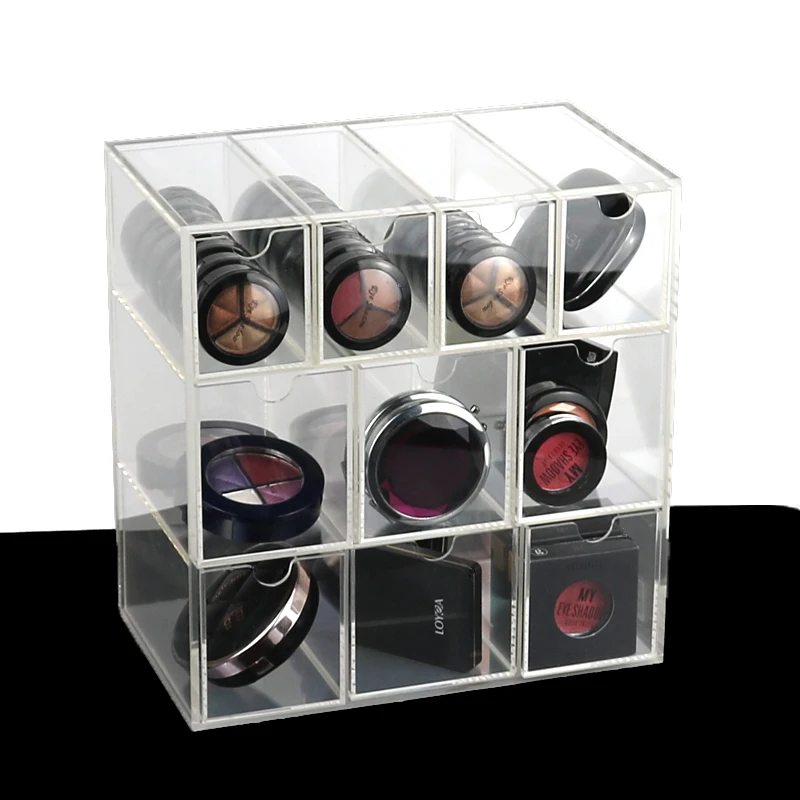 

Clear Acrylic 10 Slots Makeup Organizer High Quality Cosmetic Storage Rack Large Cosmetic Storage Box Multi-Drawers Case