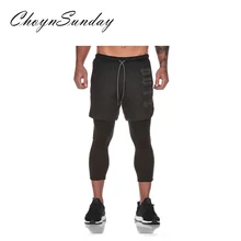ChoynSunday новые мужские спортивные штаны с мышечным принтом, быстросохнущие поддельные два предмета, девять штанов, штаны для бега на открытом воздухе