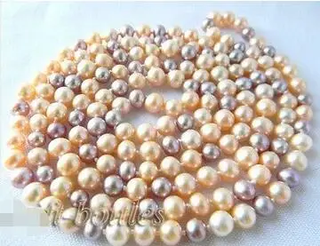 

Free Shipping >> 48''7mm Round Pink Lavender Freshwater Peal Necklace