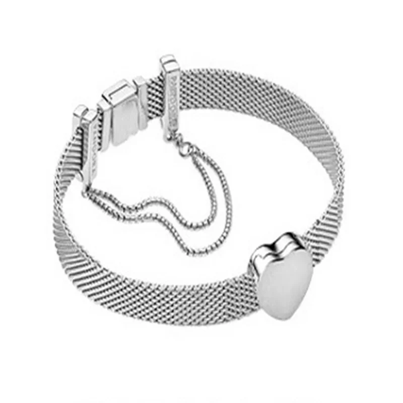 

Mingshang Silver plated hgih quality REFLEXIONS mesh BRACELET heart women's charm Bracelet Mother's Day gift