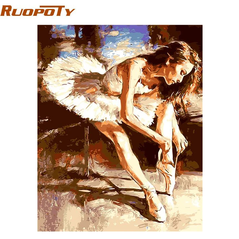 

RUOPOTY DIY Painting By Numbers Ballet Hand Painted Oil Painting Modern Wall Art Picture Calligraphy Painting For Home Decor Art