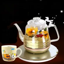Электрический чайник цветок Стеклянные Чайники держать Электрический кипятильный чай посуда защита от перегрева