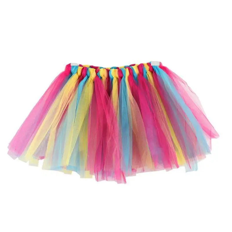 Балетная мини-юбка-пачка для маленьких девочек, 10 цветов вечерние фатиновые юбки-американки в разноцветную полоску - Цвет: 3