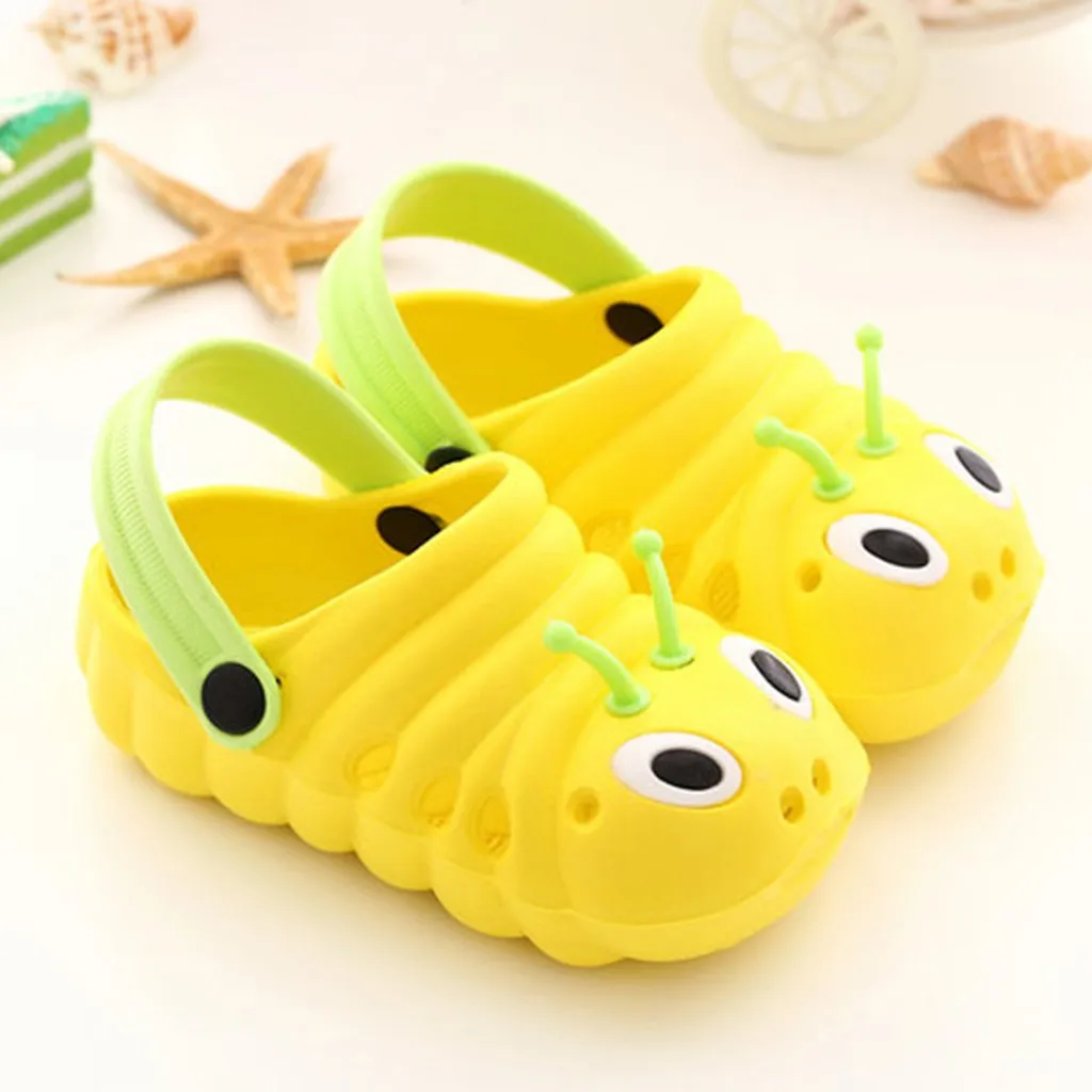 Летние пляжные сандалии с милым рисунком для маленьких мальчиков и девочек; шлепанцы; мягкая Нескользящая детская обувь; Летняя обувь(американский размер - Цвет: Цвет: желтый