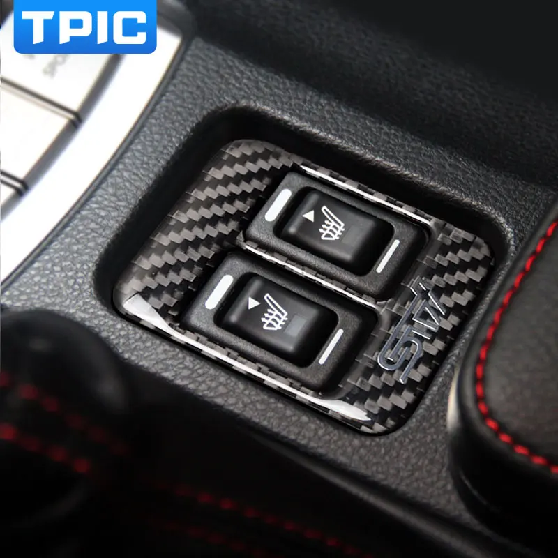 Car Interior Refit Carbon Fiber Seat Heating Button Decorative Frame Trd Sti Modification Trim For Subaru Brz Toyota 86