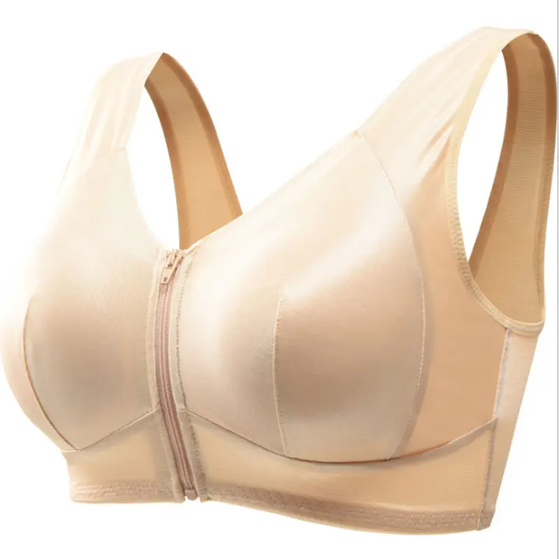 100% Silk Quality Womens Front Zipper Bras Massage Cup Cover Underwear Online Sale-1