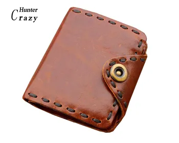 

Men's Genuine Oil Leather Wallet Short Snap Card Holder Vintage Bag