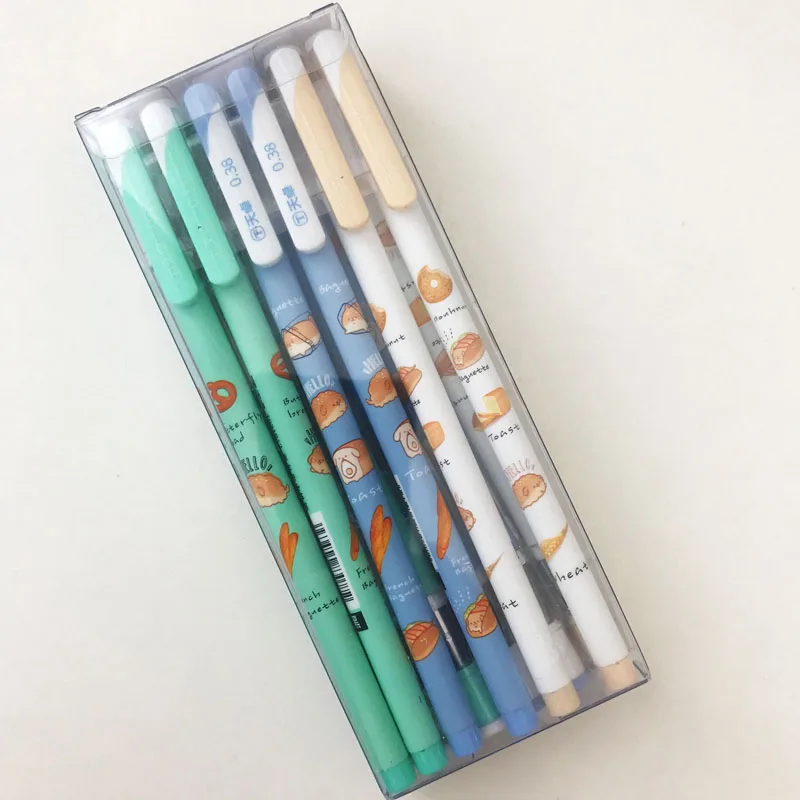 

3X Kawaii Creative Bread Dog Gel Pen Writing Signing Pen School Office Supply Kids Gift Stationery 0.38mm Black Ink