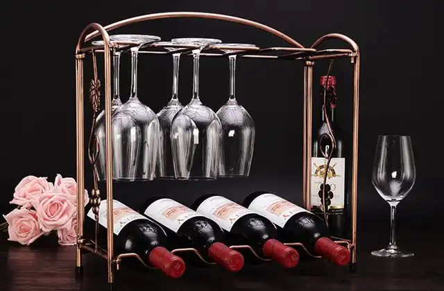 Deal Tabletop Wine Bottle Rack Holder Countertop Wine Glass