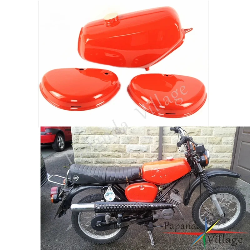 

Papanda Motorbike Steel Orange Gas Tank Fuel Tank + 2 Side Cover Protection for Simson S50 S51 S70