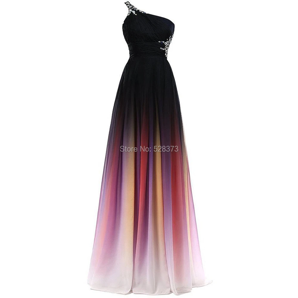 YNQNFS ED96 Vestidos de Fiesta Largos халат de Soiree Элегантный одно плечо Ombre Радуга длинные Bridsmaid платье торжественное платье