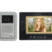 ZHUDELE " роскошный цветной видео дверной телефон, CCD камера, сенсорный экран с sd-картой, ночного видения, разблокированный телефон, черный монитор(от 1 до 1